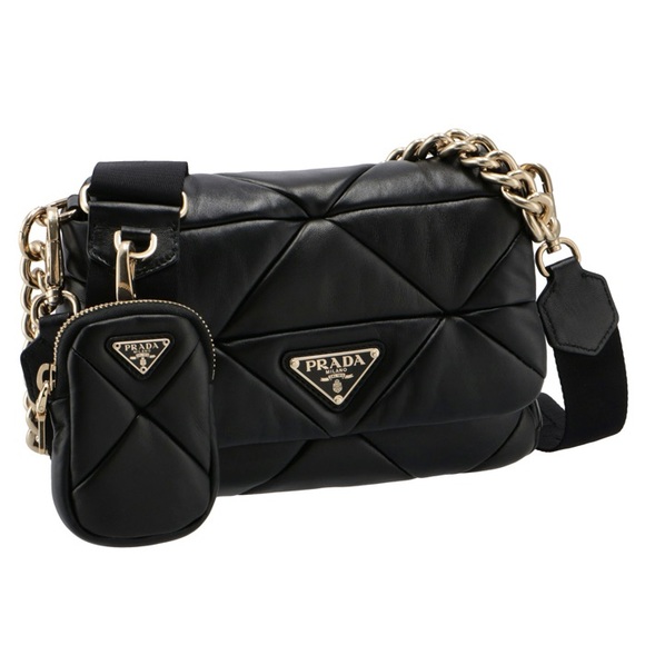 Prada System Nappa Patchwork Bag Black with Strap & Coin Pouch - Picture 1 of 16
